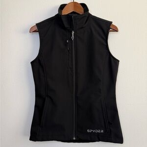 Spyder Black Softshell Vest Womens Small Zip Up Athletic Outdoor Ski